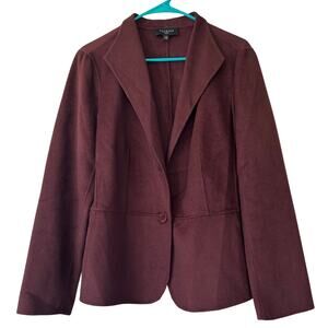 Talbots wool blend single breasted knit blazer jacket academia winter L petite
